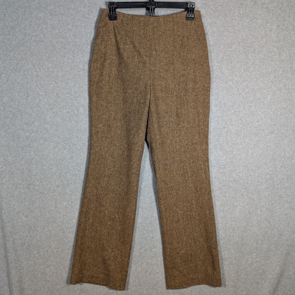 Eddie Bauer Bremerton Fit Pants Womens 8P Brown Recycled Wool Blend Tweed Preppy
